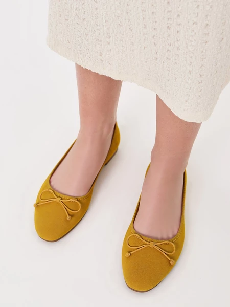 Damskie Baleriny BELLA YELLOW – Uroczy Minimalizm w Intensywnym Odcieniu