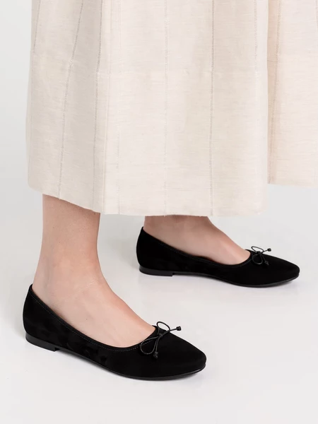 Damskie Baleriny BELLA BLACK – Klasyczna Elegancja z Nowoczesnym Akcentem