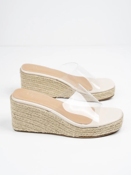 Klapki na koturnie LUCENCE BEIGE