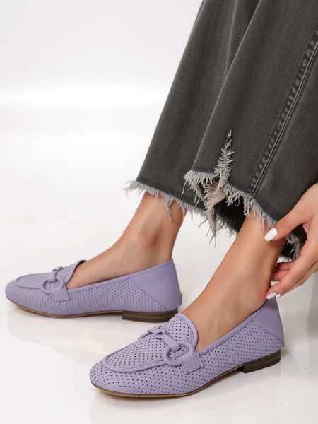 Damskie Loafersy LIVIA PURPLE – Pastelowa Lekkość i Ażurowy Styl