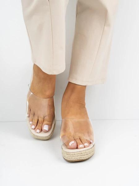 Klapki na koturnie LUCENCE BEIGE