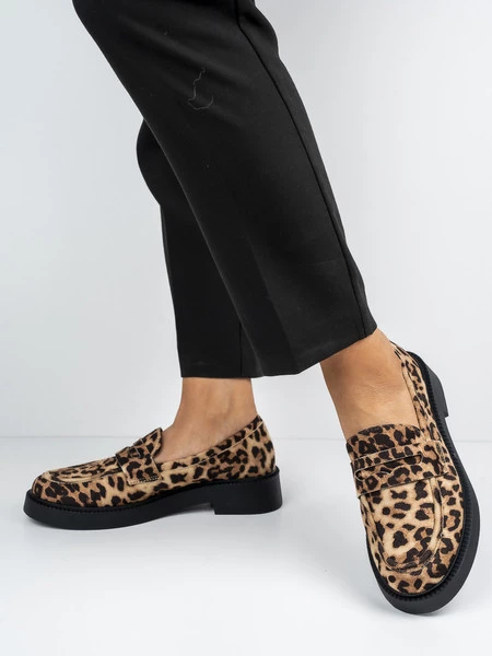 Mokasyny damskie eleganckie w kolorze Leopard