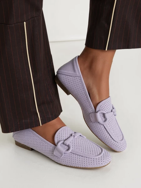 Damskie Loafersy LIVIA PURPLE – Pastelowa Lekkość i Ażurowy Styl