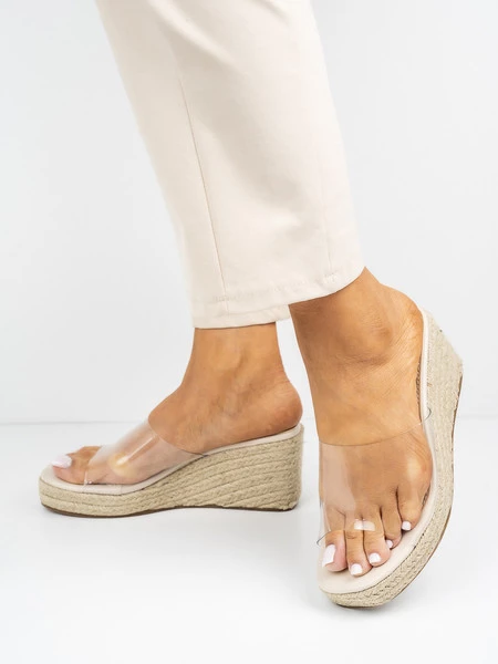 Klapki na koturnie LUCENCE BEIGE