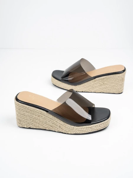 Klapki na koturnie LUCENCE BLACK