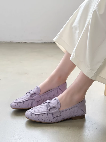 Damskie Loafersy LIVIA PURPLE – Pastelowa Lekkość i Ażurowy Styl