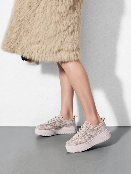 Sneakersy Ażurowe Eleganckie BEIGE