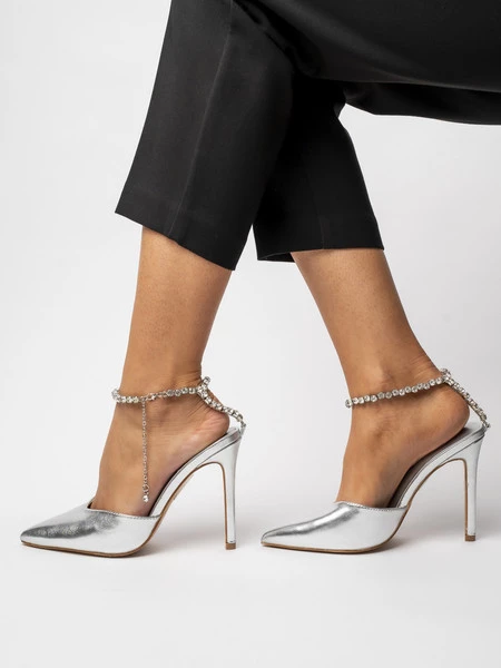 Damskie Szpilki KAYLA Silver – Błyszczący Urok i Biżuteryjny Akcent